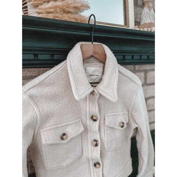 Wilfred Boiled Wool Autumn Shirt Jacket Small Cream Fall Shacket Button Trucker - Picture 3 of 12